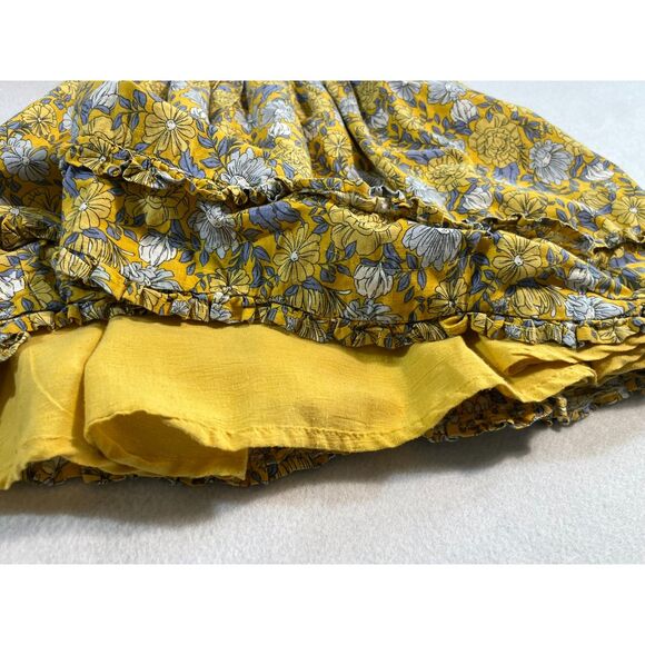 Joie 4T Toddler Girls Dress Boho Cottage Yellow Floral Ruffle Lined Gray Frilly - Picture 6 of 11